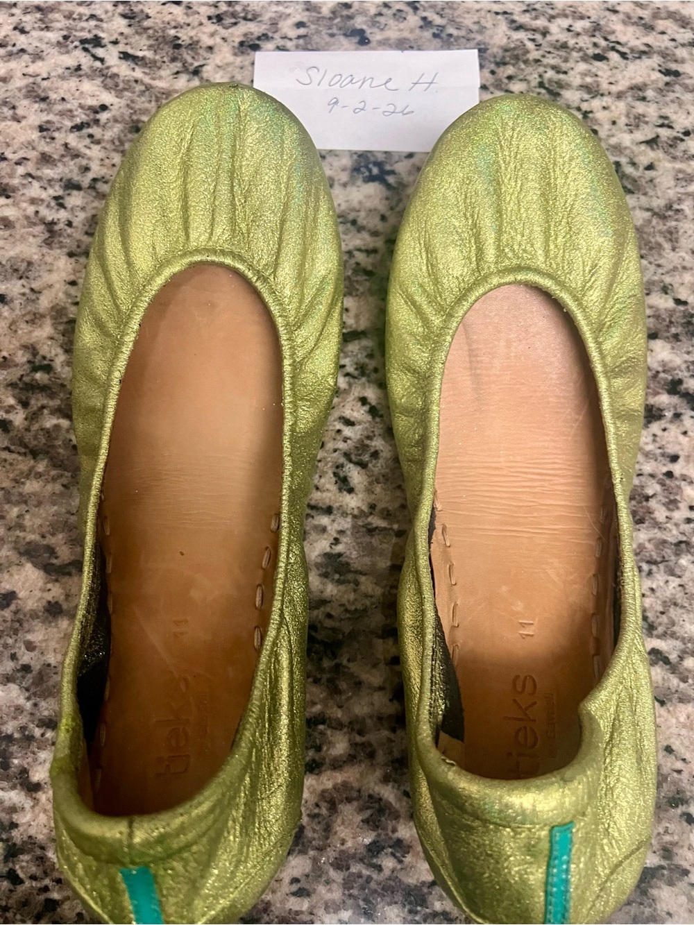 Tieks Custom Glitter Chartreuse Gold/Green Ballet Flats